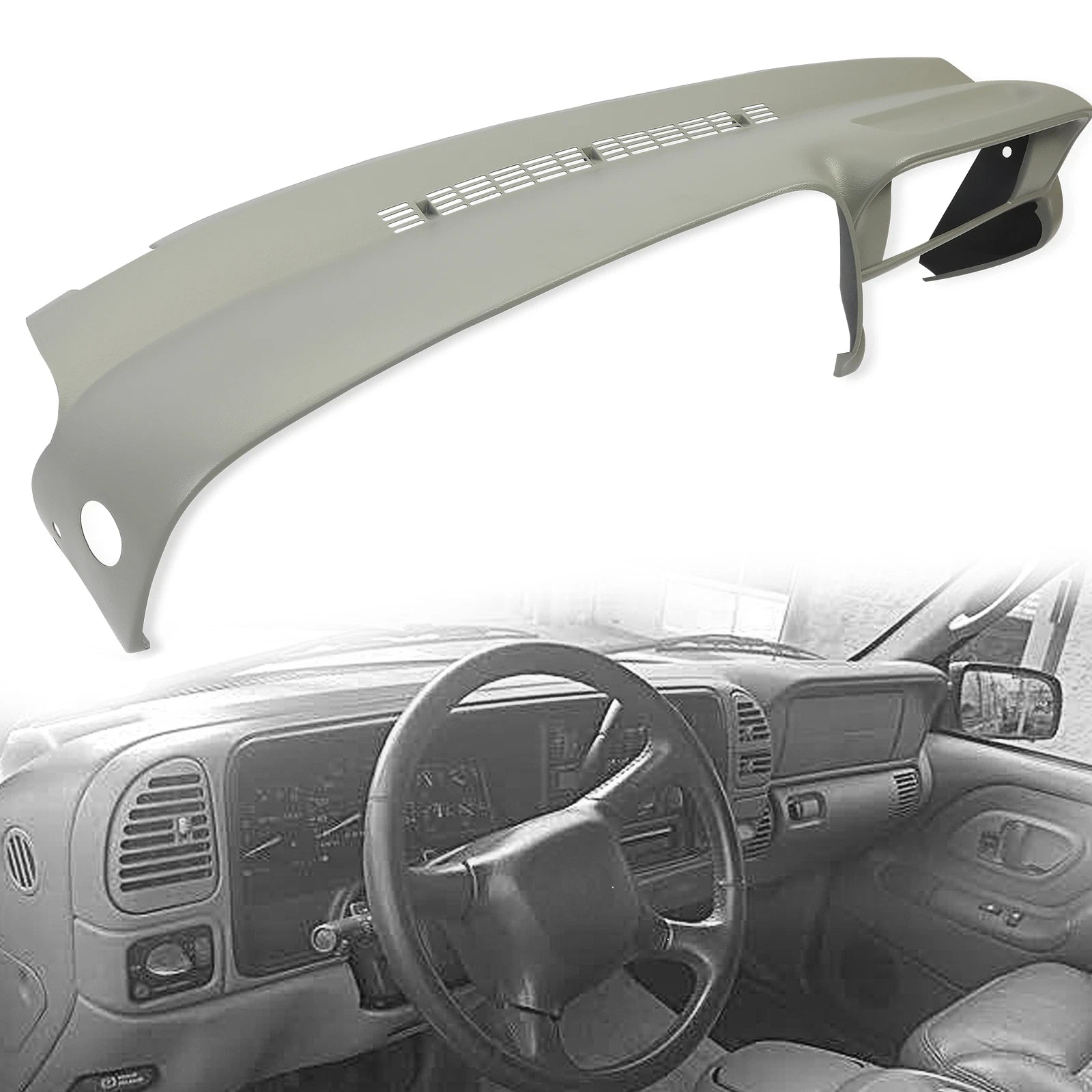 Molded Dash Cover Overlay for Chevy GMC C/K1500 Suburban (1997–1999) Grey
