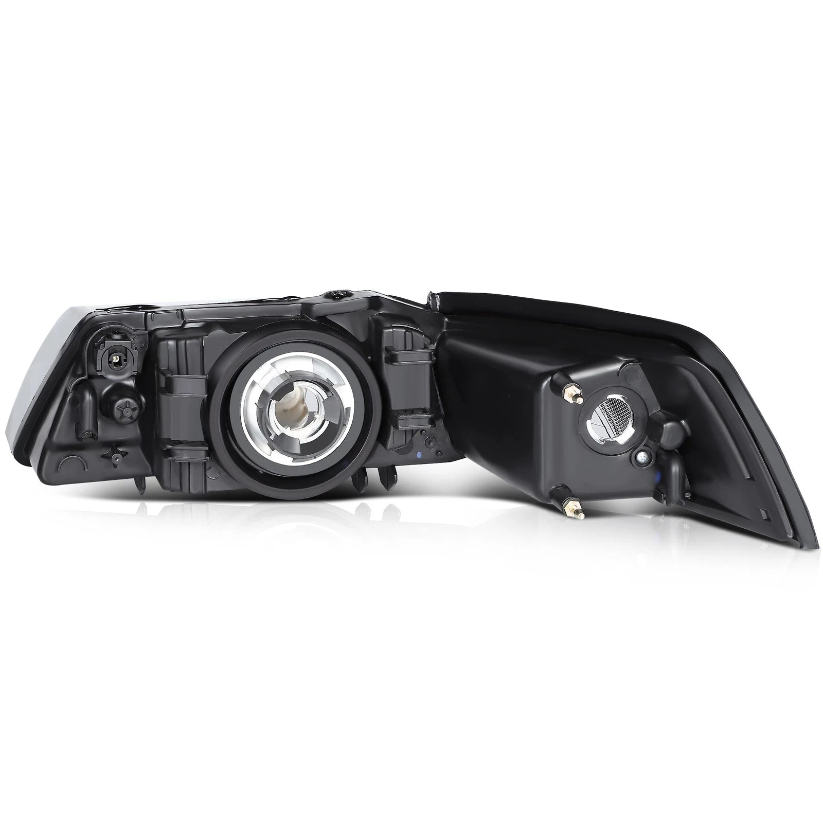 Headlight Assembly Lamps Pair for Ford Mustang (1999–2004) Black Housing Clear Lens