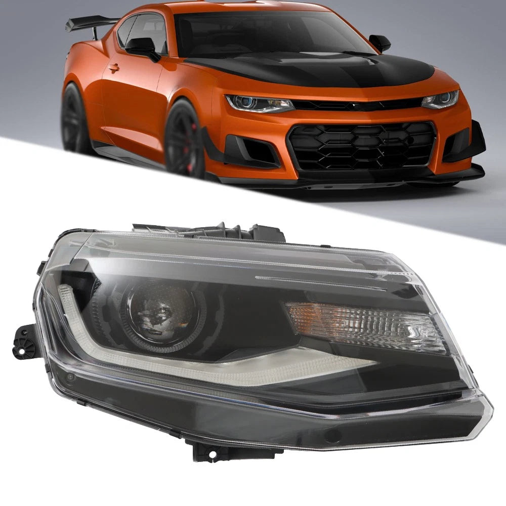 Right Side Headlight Assembly for Chevy Camaro (2016â2022) Black HID LED DRL