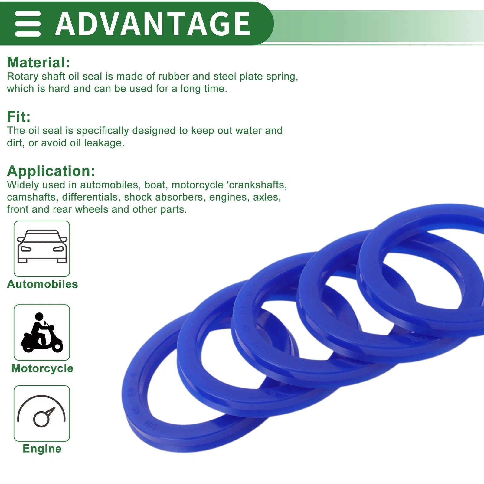 Set of 5 Oil Seal Rotary Shaft Seal 45x58x6mm High Pressure for Automotive