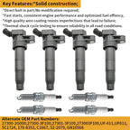 4X Ignition Coil + 4X Iridium Spark Plug for Hyundai Sonata, Kia Optima (2011–2019)