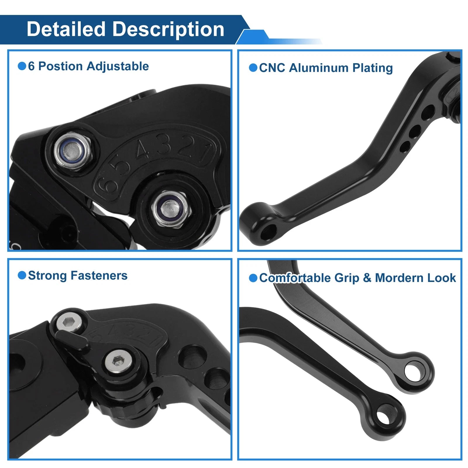 Adjustable Short Brake Clutch Levers for Honda CBR600 F2 (1991–2007) Solid Black