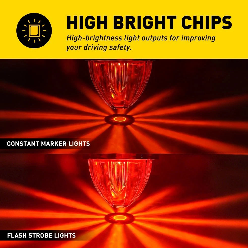 Red LED Surface Mount Turn Marker Light for Various Vehicles (12-24V)