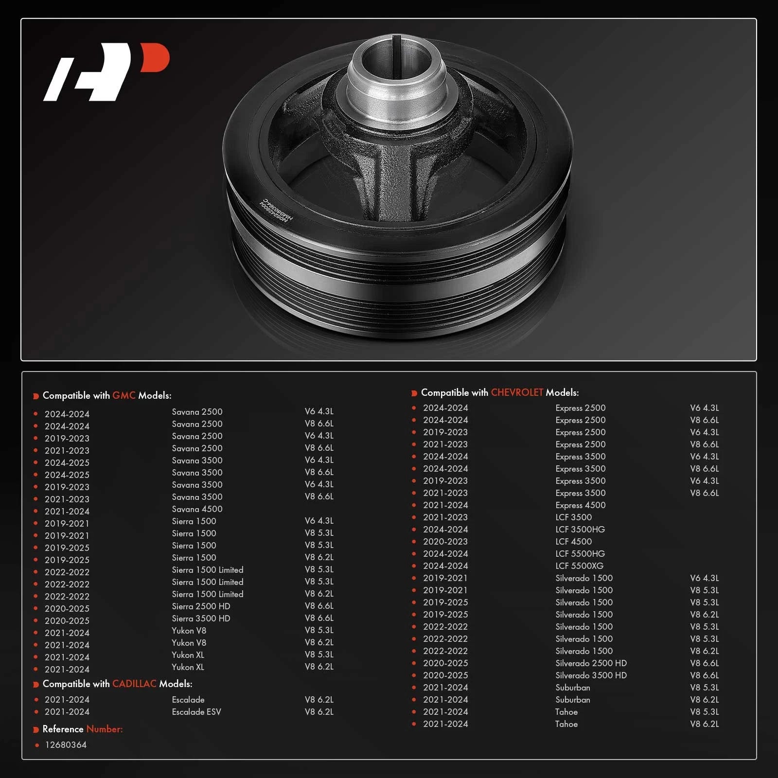 Engine Harmonic Balancer for Chevy Silverado 1500, Sierra 1500 (2019-2025)