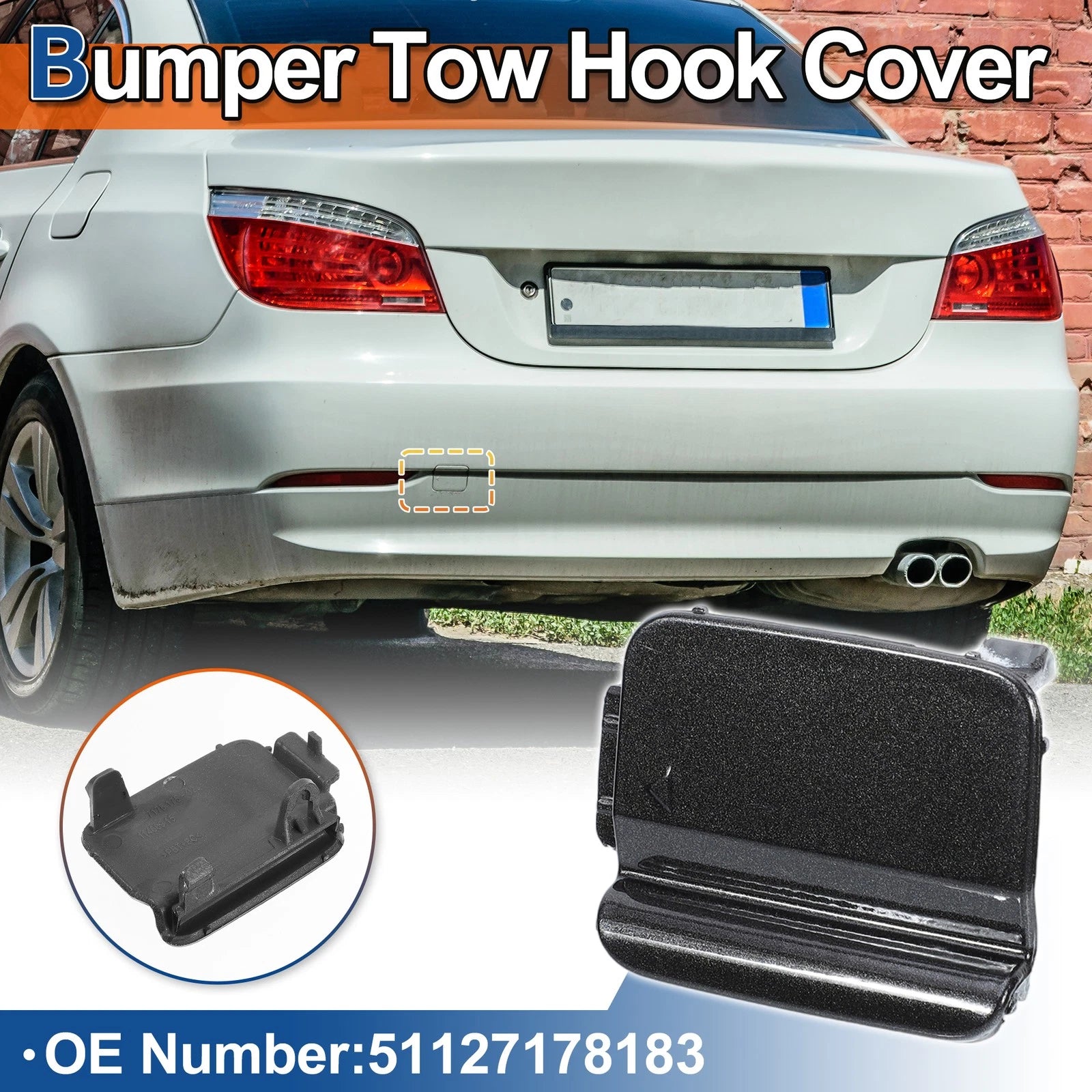 Rear Tow Hook Cover for BMW 528i 535i 550i (2011–2016) No. 51127178183 Dark Gray