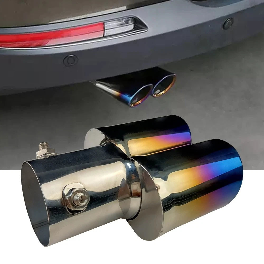 Dual Pipe Exhaust Tailpipe Tip for Car Auto (Stainless Steel)