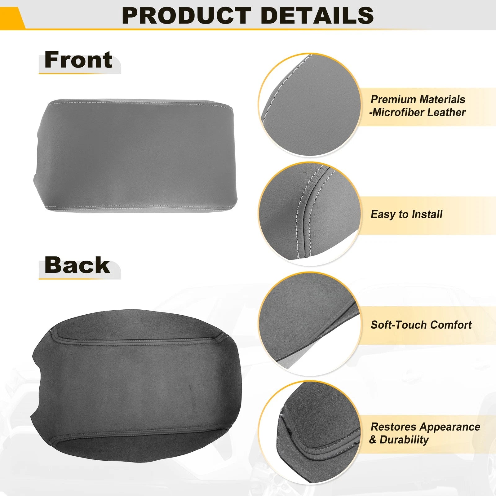 Middle Console Lid Arm Rest Cover for Toyota Camry (2012–2017) Gray