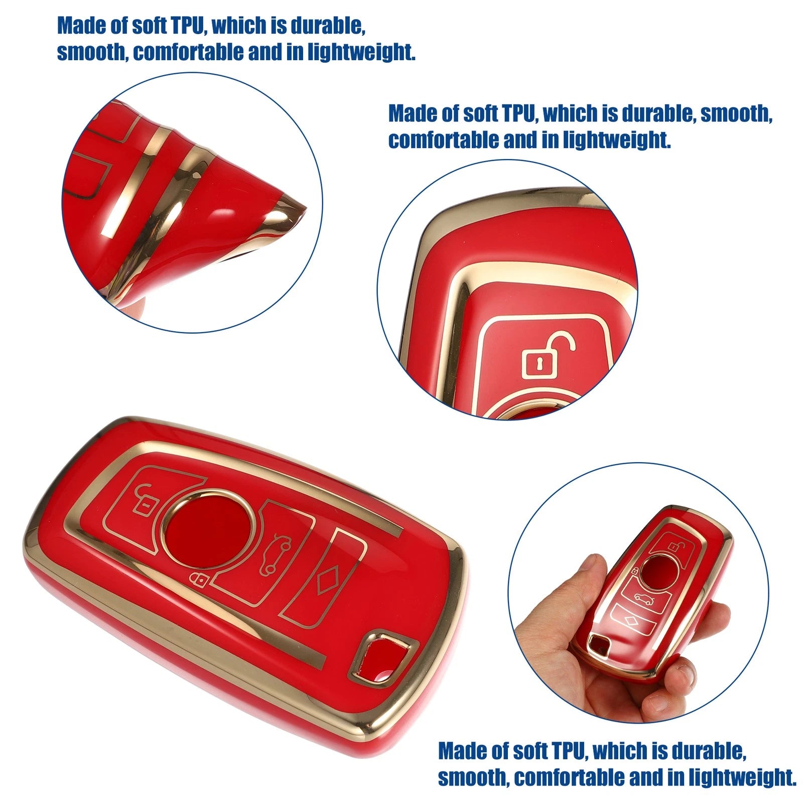 TPU Keyless Entry Remote Cover for BMW 1 Series (2012–2019) - Red