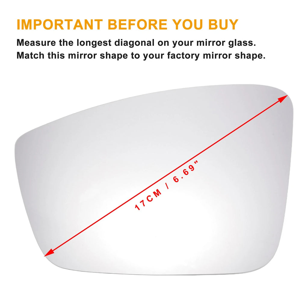 Left White Mirror Glass for Seat MII, Skoda, Volkswagen (Non-heated)