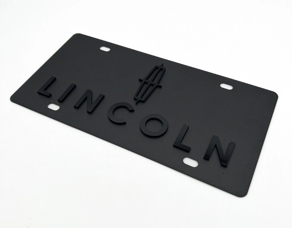 License Plate Frame Black Metal with 3D Lincoln Script Logo for Lincoln (1961–2020)