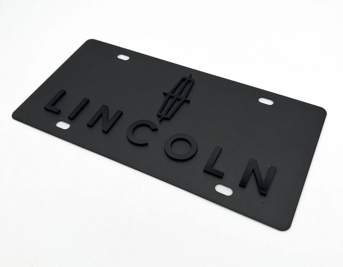 License Plate Frame Black Metal with 3D Lincoln Script Logo for Lincoln (1961–2020)