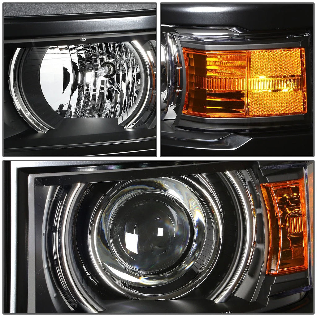 Black Projector Headlight & Smoked LED Fog Light Kit for GMC Silverado (2014–2023)