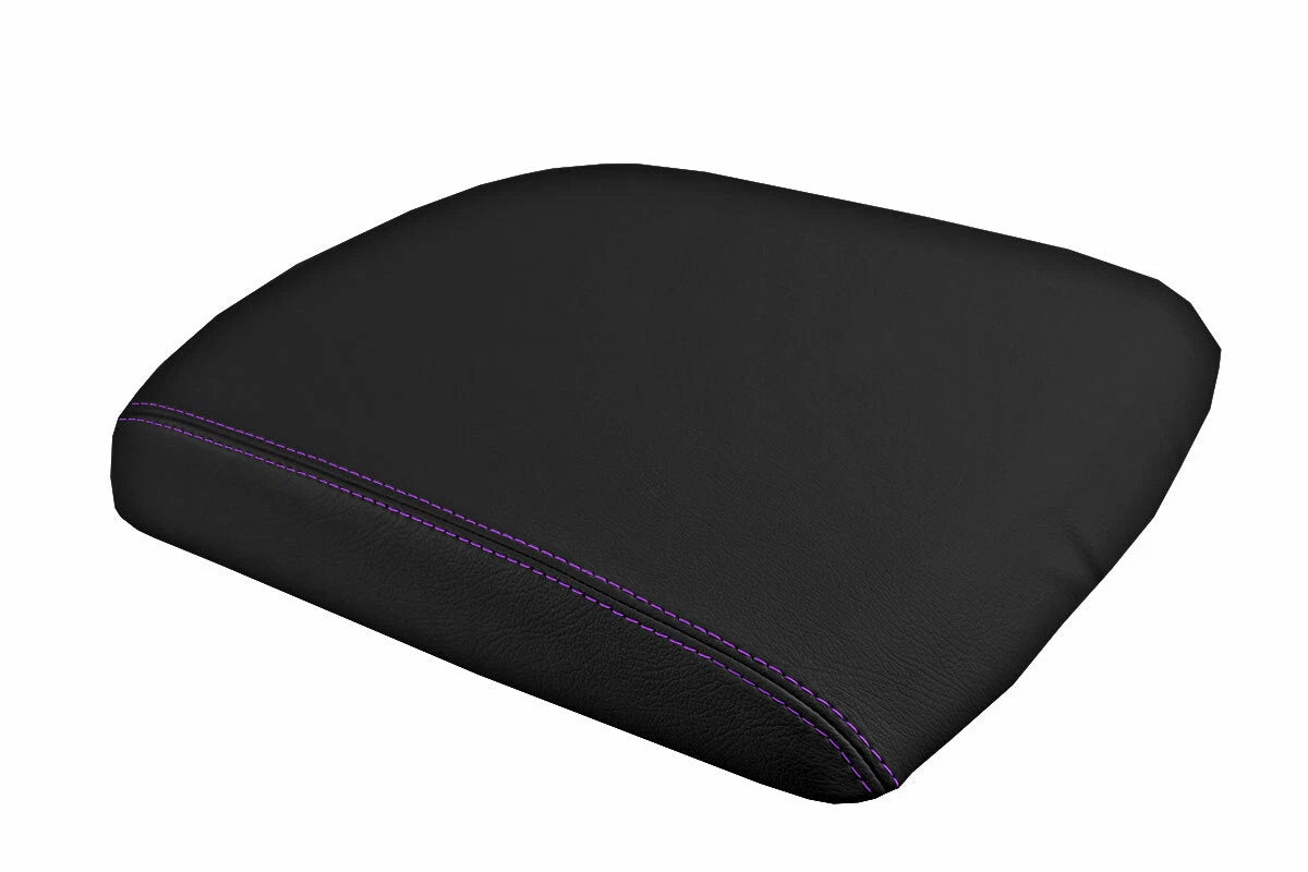 Leather Console Lid Armrest Cover for Dodge Ram (2009–2016) Purple Stitch