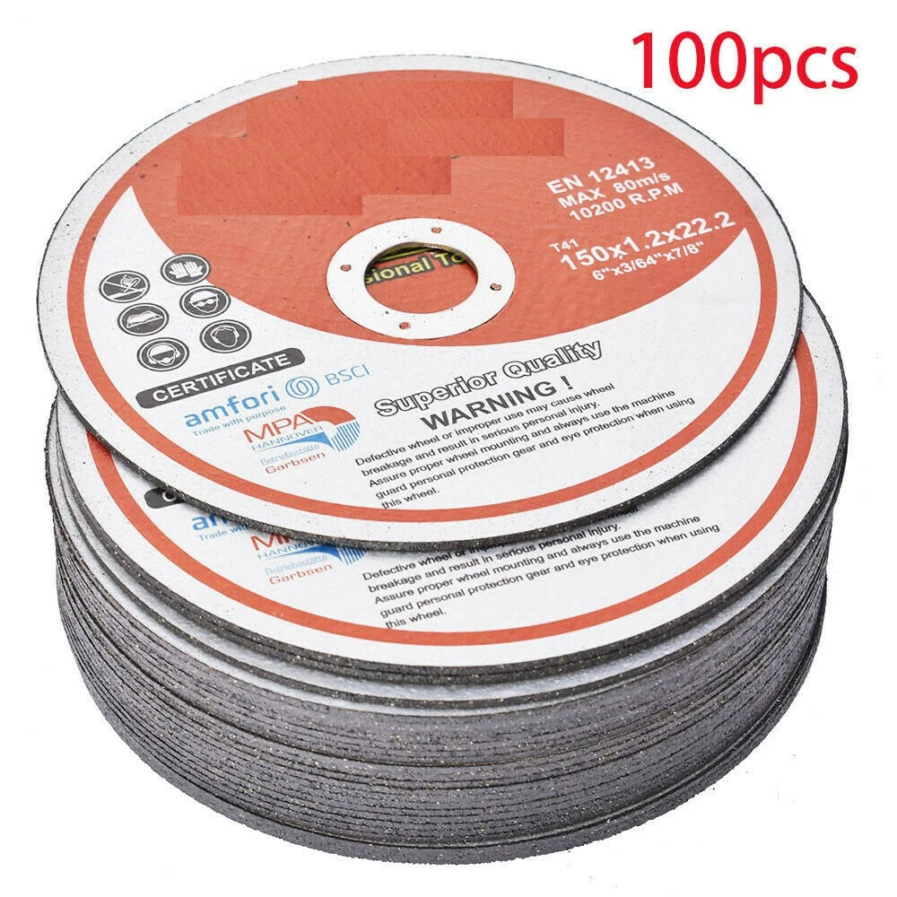 Set of 100 Cut-off Wheels for Metal & Stainless Steel (6"x.045"x7/8")