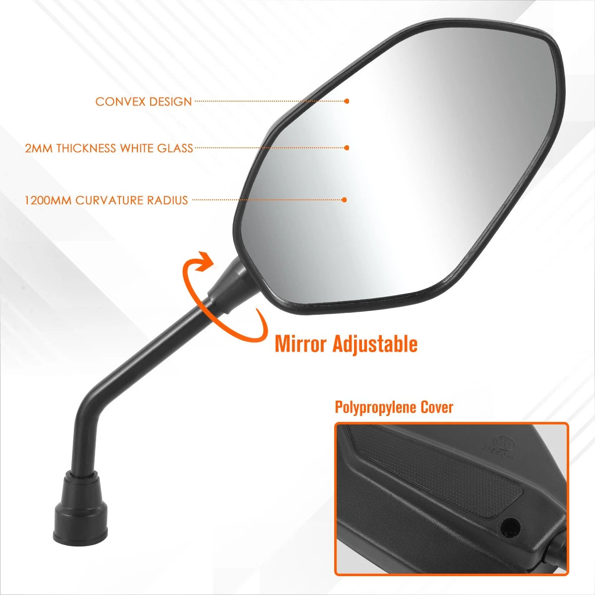 Universal Convex ATV Handlebar Mount Side View Mirrors (Universal)