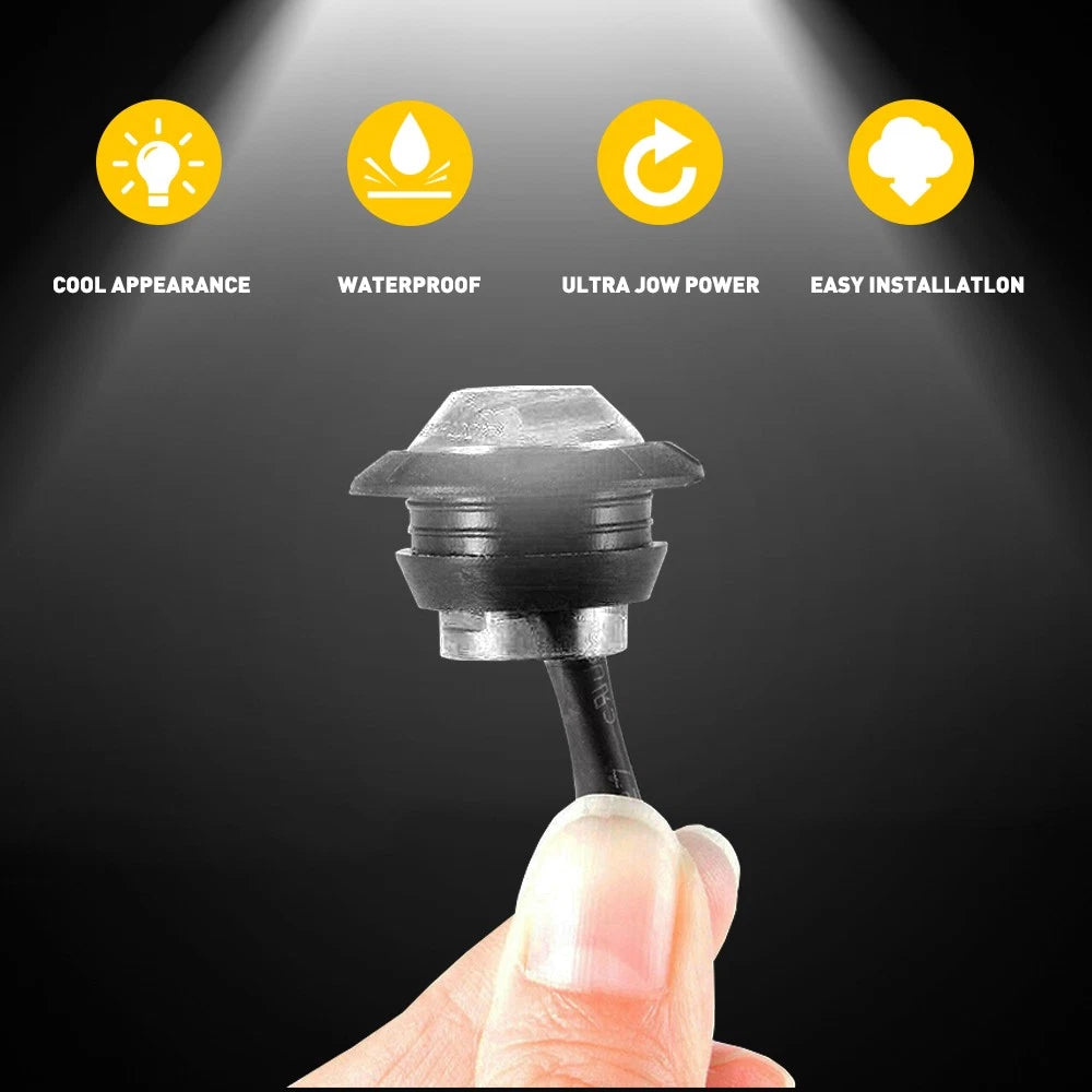10X LED Marker Lights for Truck Trailer (Round, 3/4", White Bulbs)
