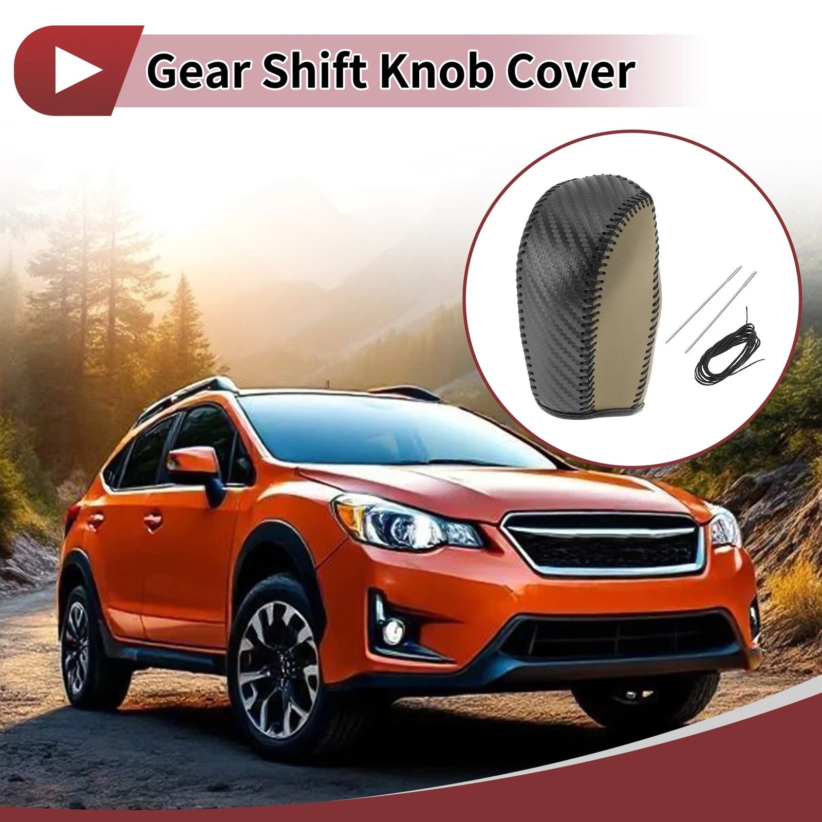 1Pc Gear Shift Knob Cover for Subaru Forester (2014–2023) Black Beige