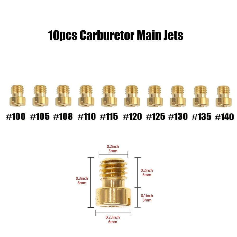 10Pcs 8mm Carburetor Main Jet Kit M5 for Motorcycle (100-140)