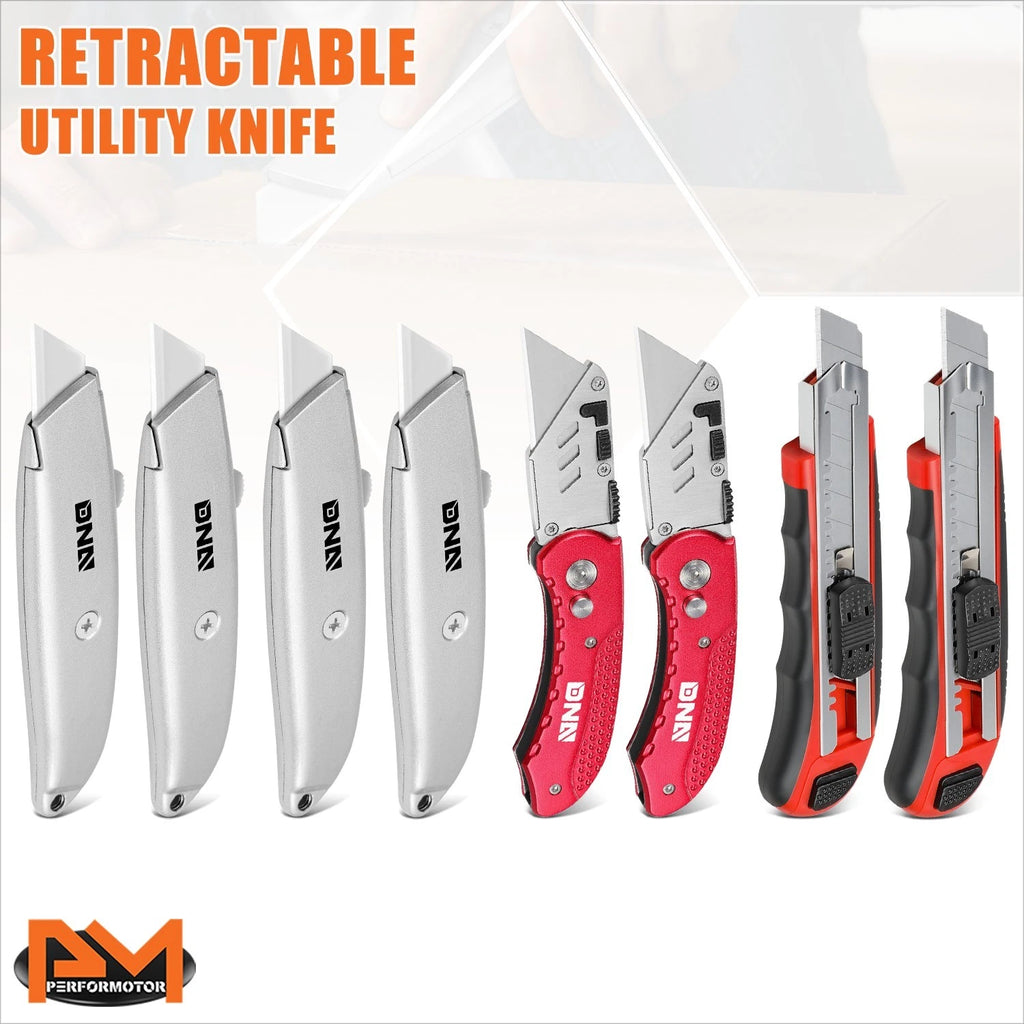 8Pcs Retractable Utility Knife Set with Blades for