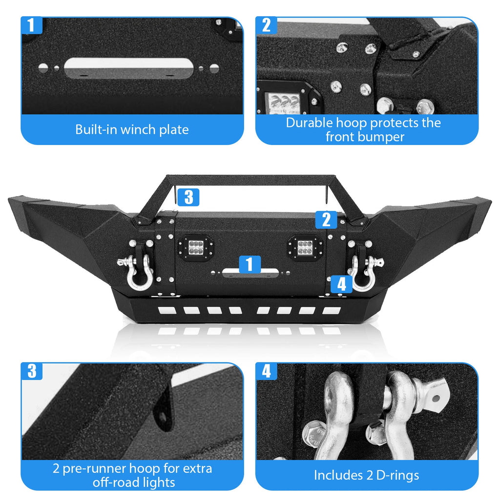 Front Bumper for Toyota Tacoma (2005–2015) with Winch Plate and LED Lights