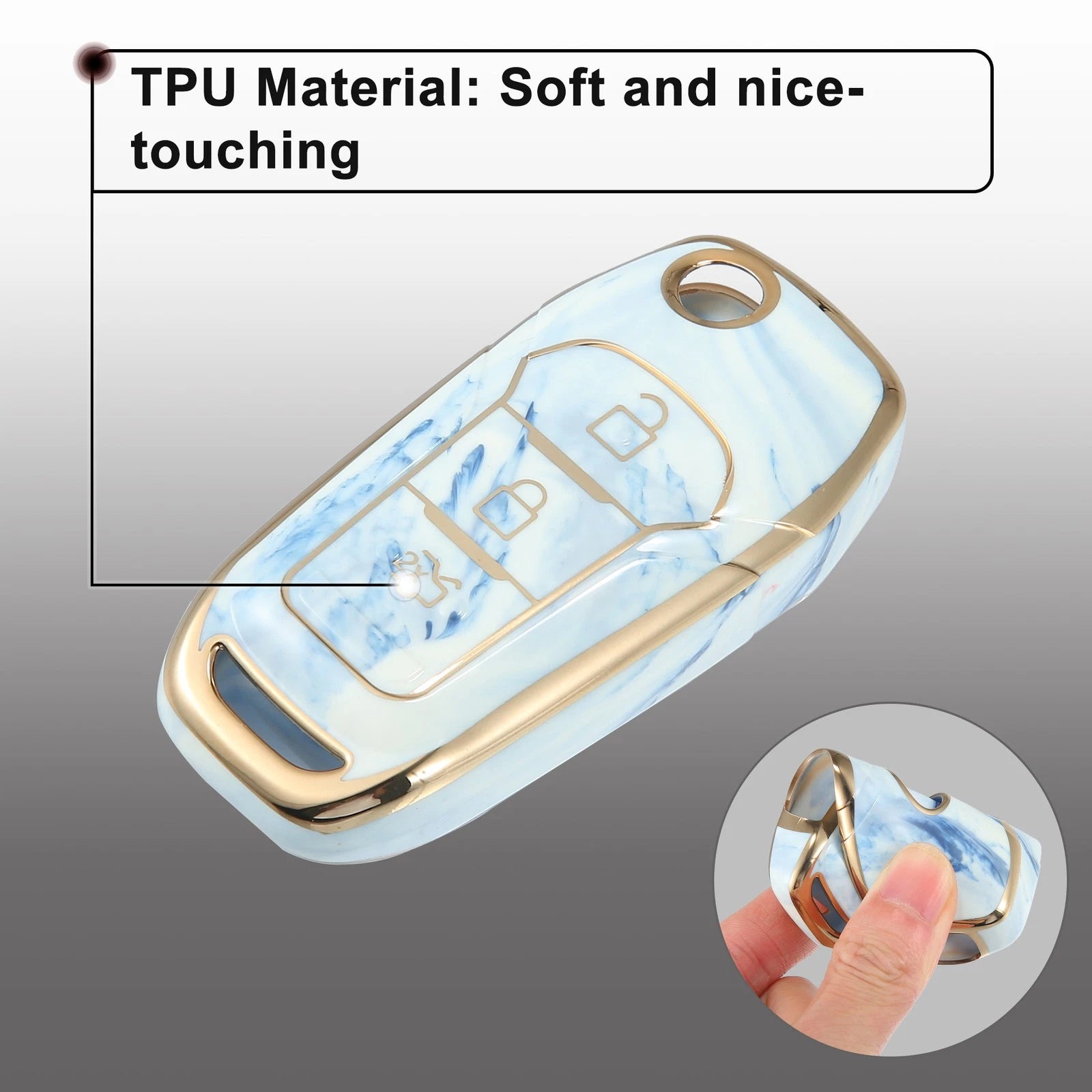 Key Fob Remote Control Cover 3 Button TPU Shell Blue for Ford F150 (2015–2018)