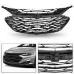 Set of 3 Front Bumper Grilles for Chevrolet Malibu (2019–2020) Glossy Black