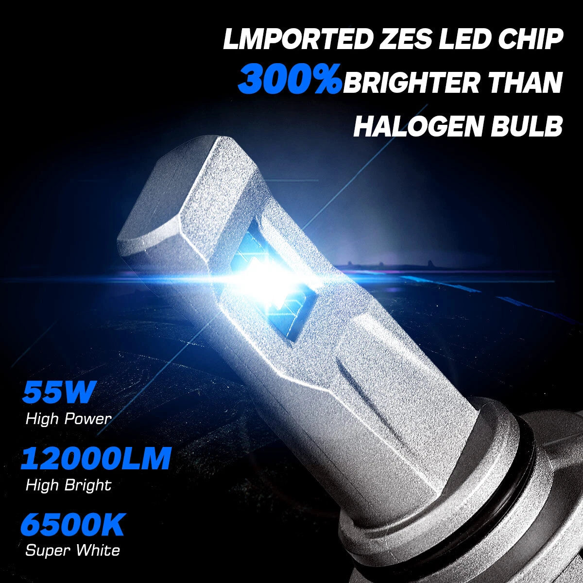 2X HB4 9006 LED Headlight Bulbs Kit 6500K White 12000LM for NOVSIGHT