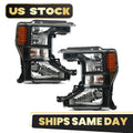 Set of 2 Upgrade Black Halogen Headlights for Ford F-250 Super Duty (2020–2022)