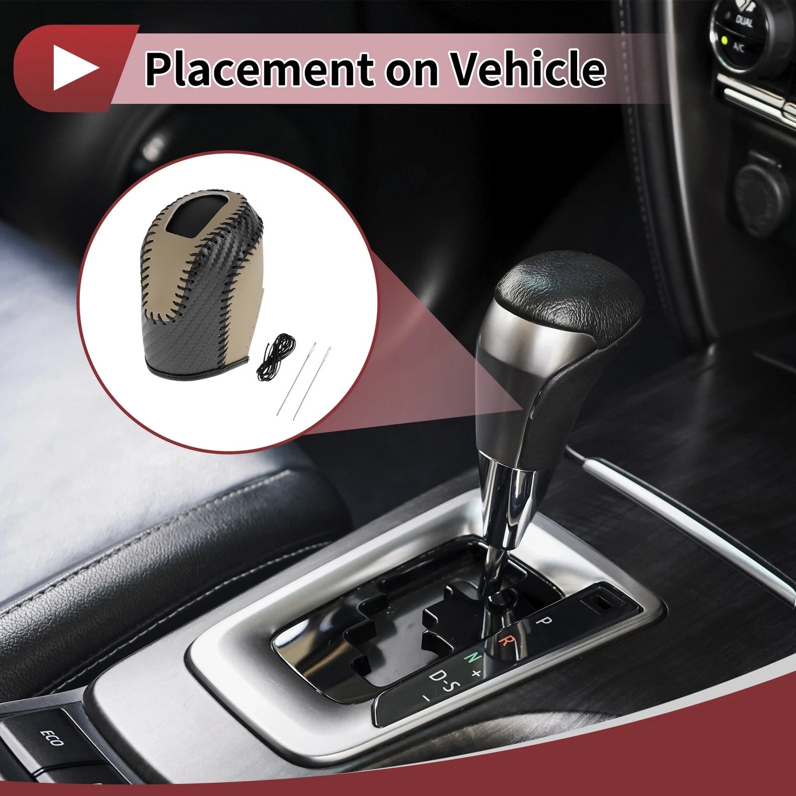 1 Pc Gear Shift Knob Cover for Volkswagen Taos (2022–2023) Beige Black