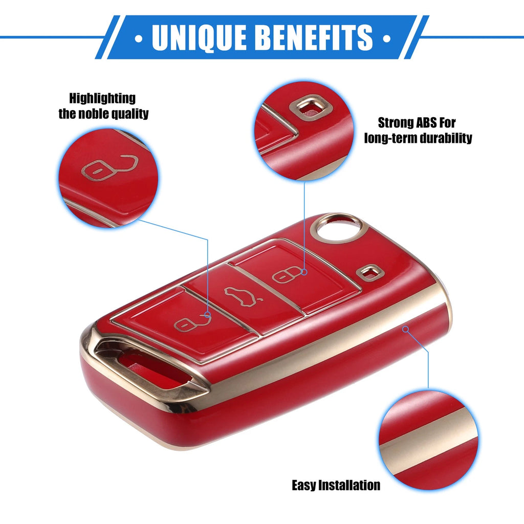 3X Remote Key Fob Case Cover for Volkswagen Golf 7 (2013–2020) TPU Red