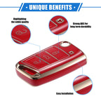 3X Remote Key Fob Case Cover for Volkswagen Golf 7 (2013–2020) TPU Red