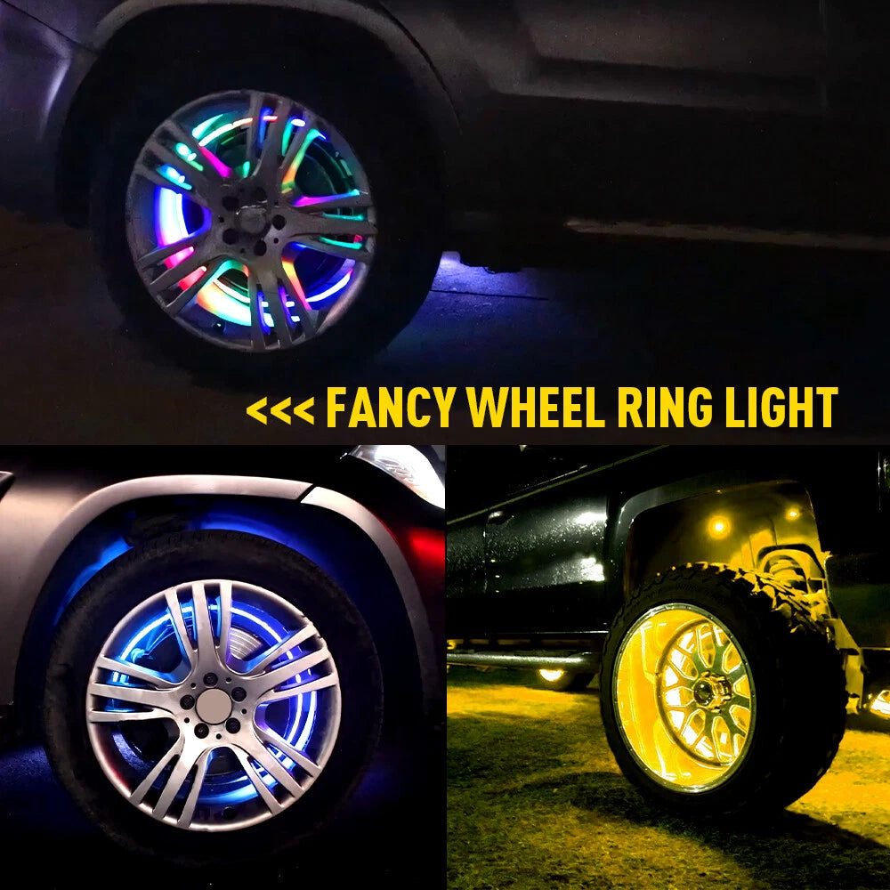 Set of 4 Multi-color RGB LED Wheel Rings for Car Truck