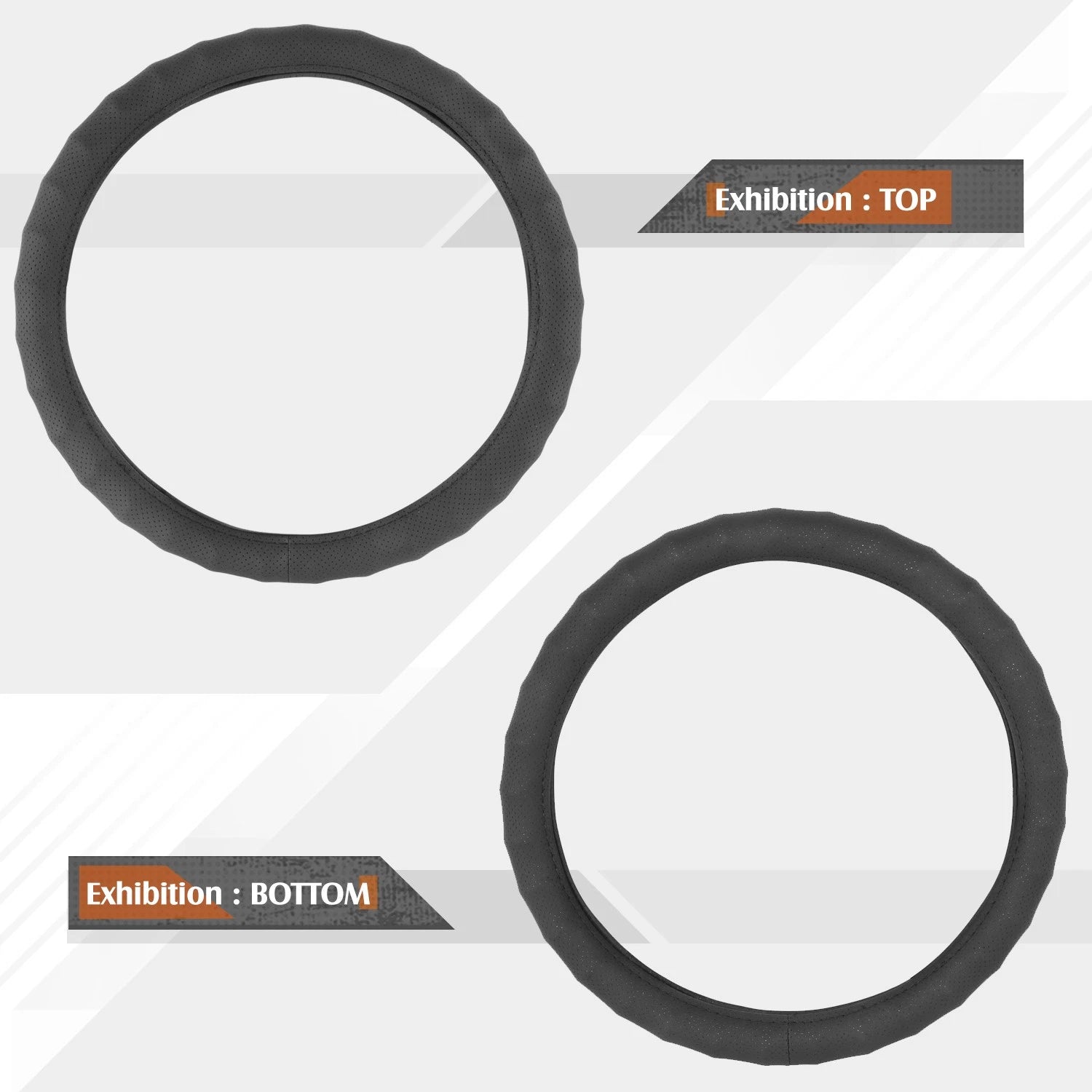 Steering Wheel Cover for Universal Fit (14.5-15" Diameter) Perforated Leather Black