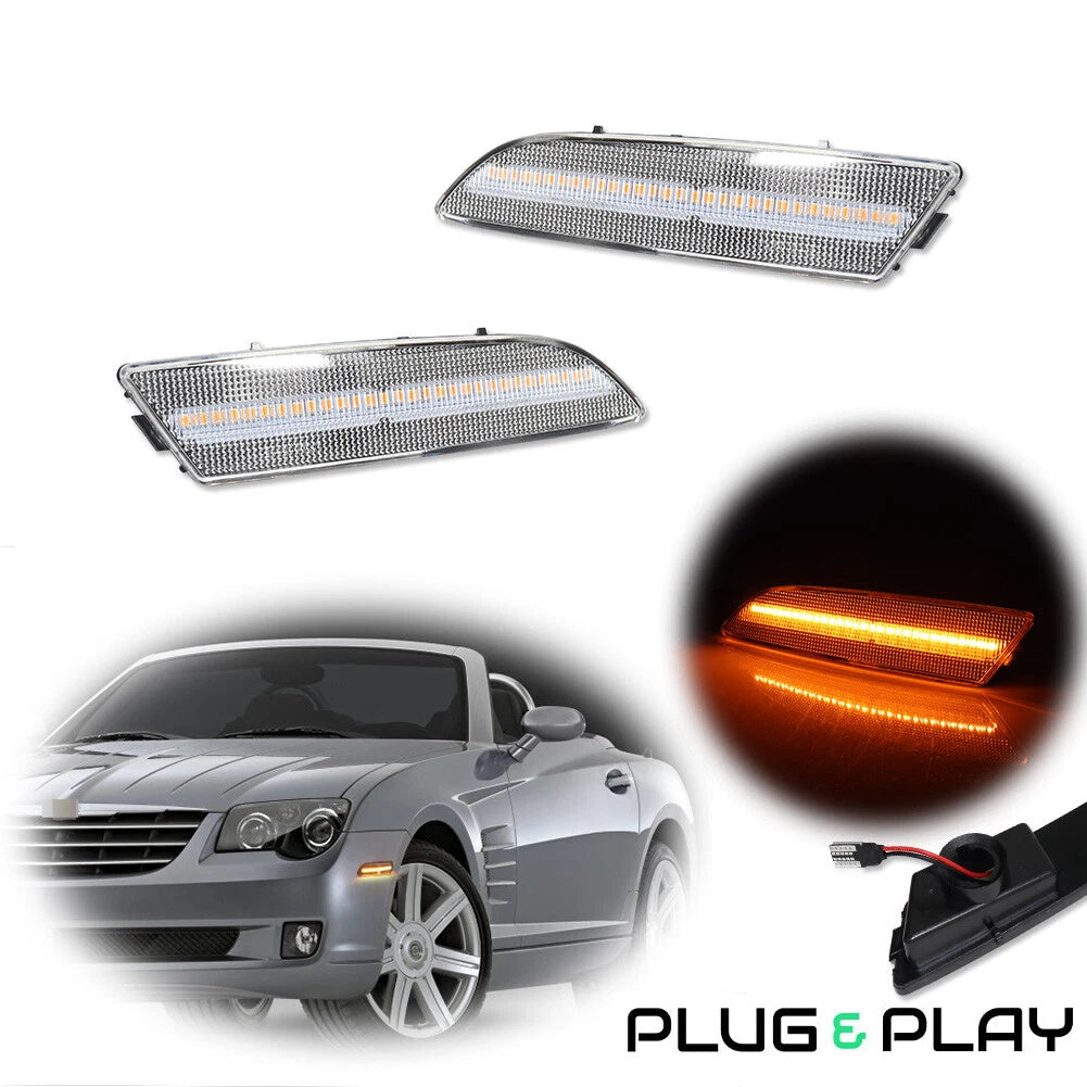 Clear Amber LED Front Side Marker Lights for Chrysler Crossfire (2004–2008)