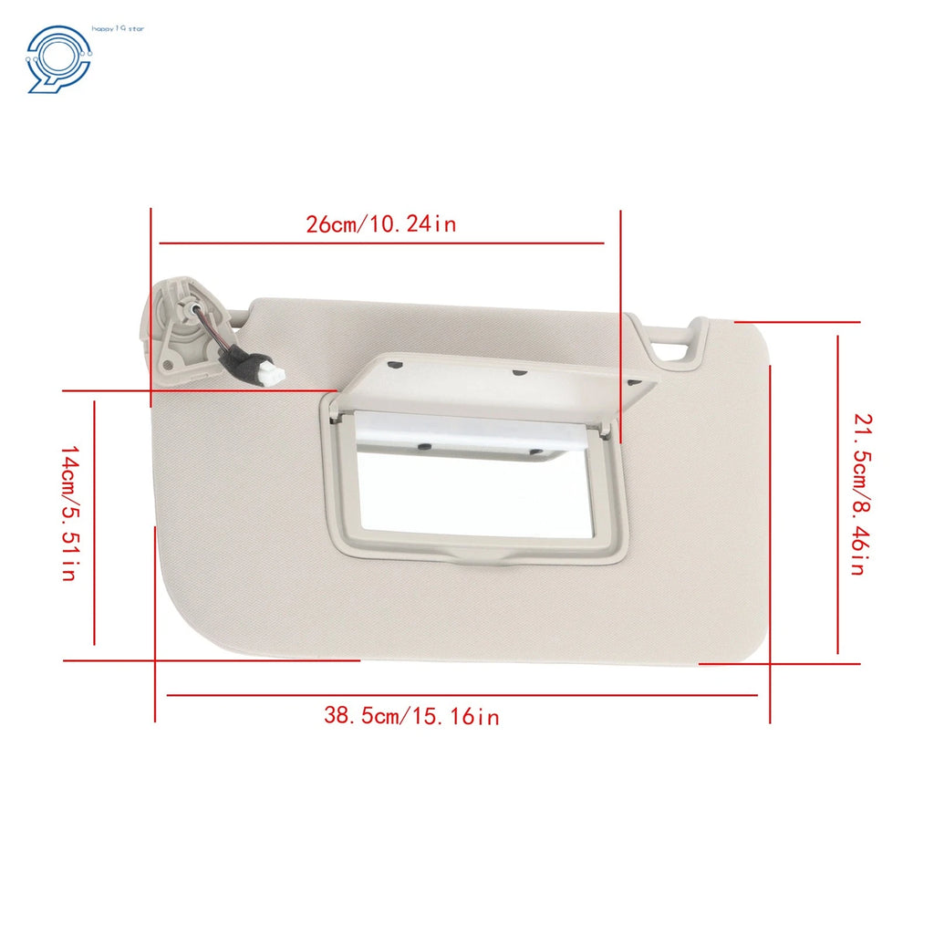 Left Driver Sun Visor for Nissan Rogue X-Trail (2014–2020) Gray with Mirror & Light