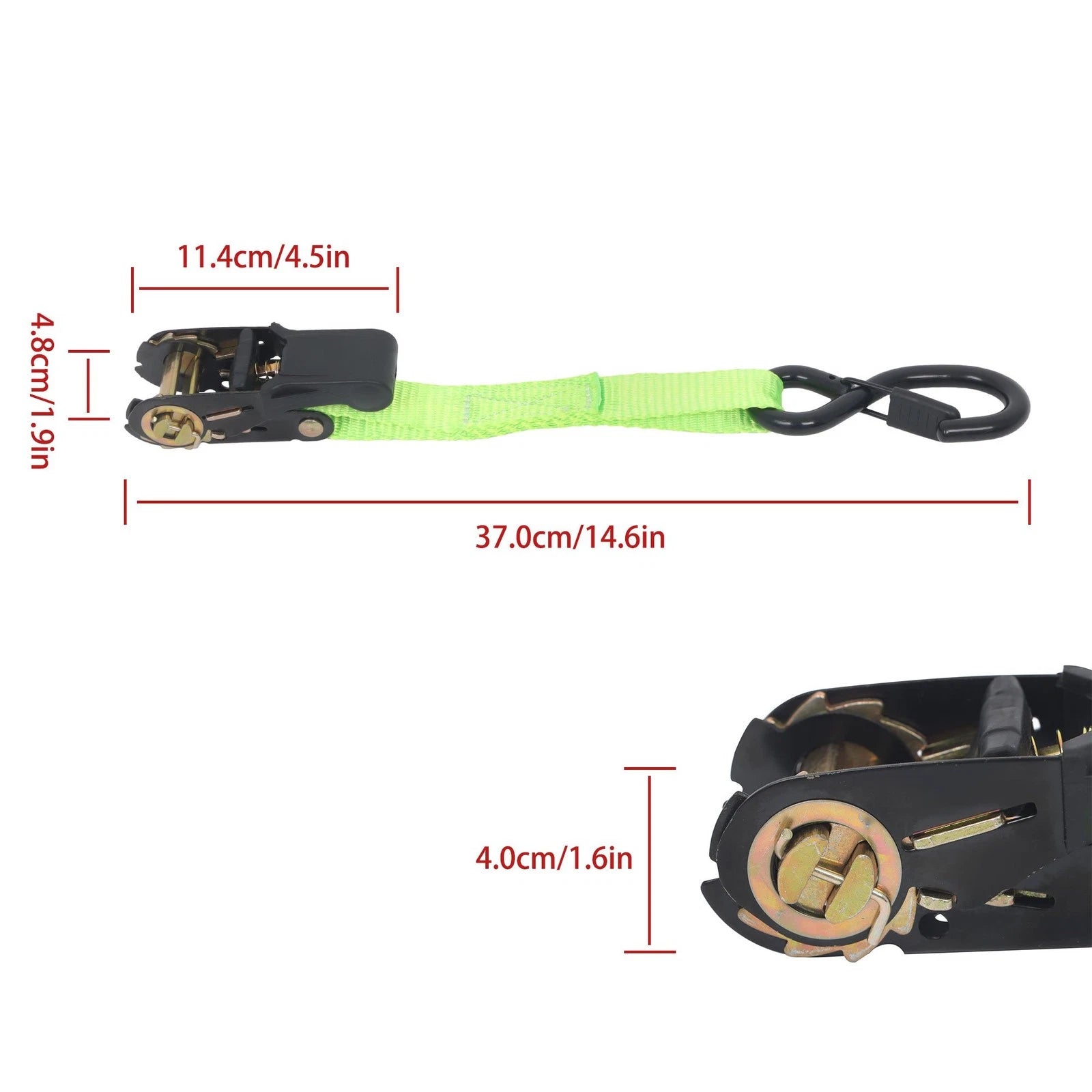 Set of 4 Ratchet Straps for Secure Tie-Downs (2200 lbs, 1 in x 15 ft)