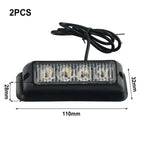 2 x 4-LED Amber Light Lamp Recovery Flashing Breakdown Strobe Grill 12-24V