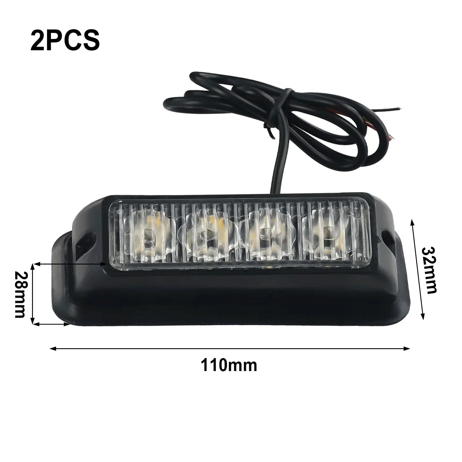 2 x 4-LED Amber Light Lamp Recovery Flashing Breakdown Strobe Grill 12-24V