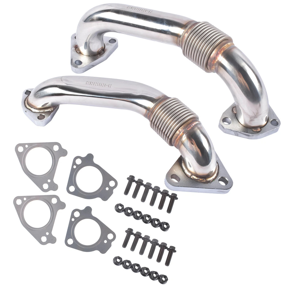 2Pcs Up Pipes Kit with Gaskets for GMC Sierra, Chevy Silverado 3500 (2001-2004)