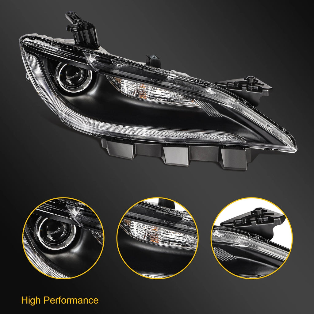 Left Halogen Headlight with LED DRL Projector for Chrysler 200 (2015–2017)