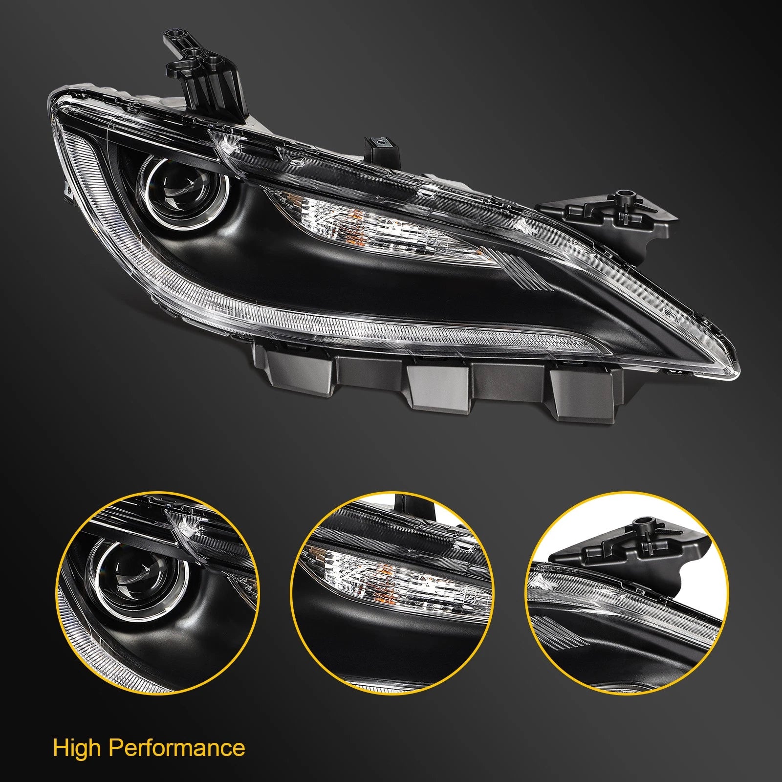 Left Halogen Headlight with LED DRL Projector for Chrysler 200 (2015–2017)