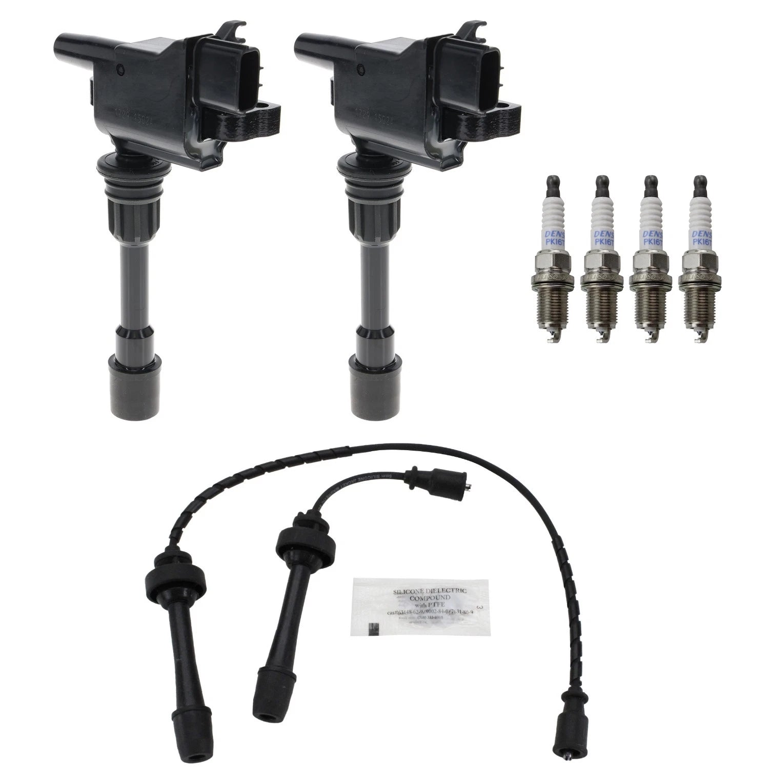 Set of 2 Ignition Coils & 4 Spark Plugs for Mazda Protege (1999–2003)