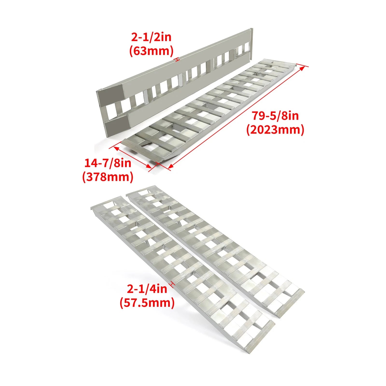 Set of 2 Aluminum Ramps 80"×15" 6000Lbs for Car Trailer Truck