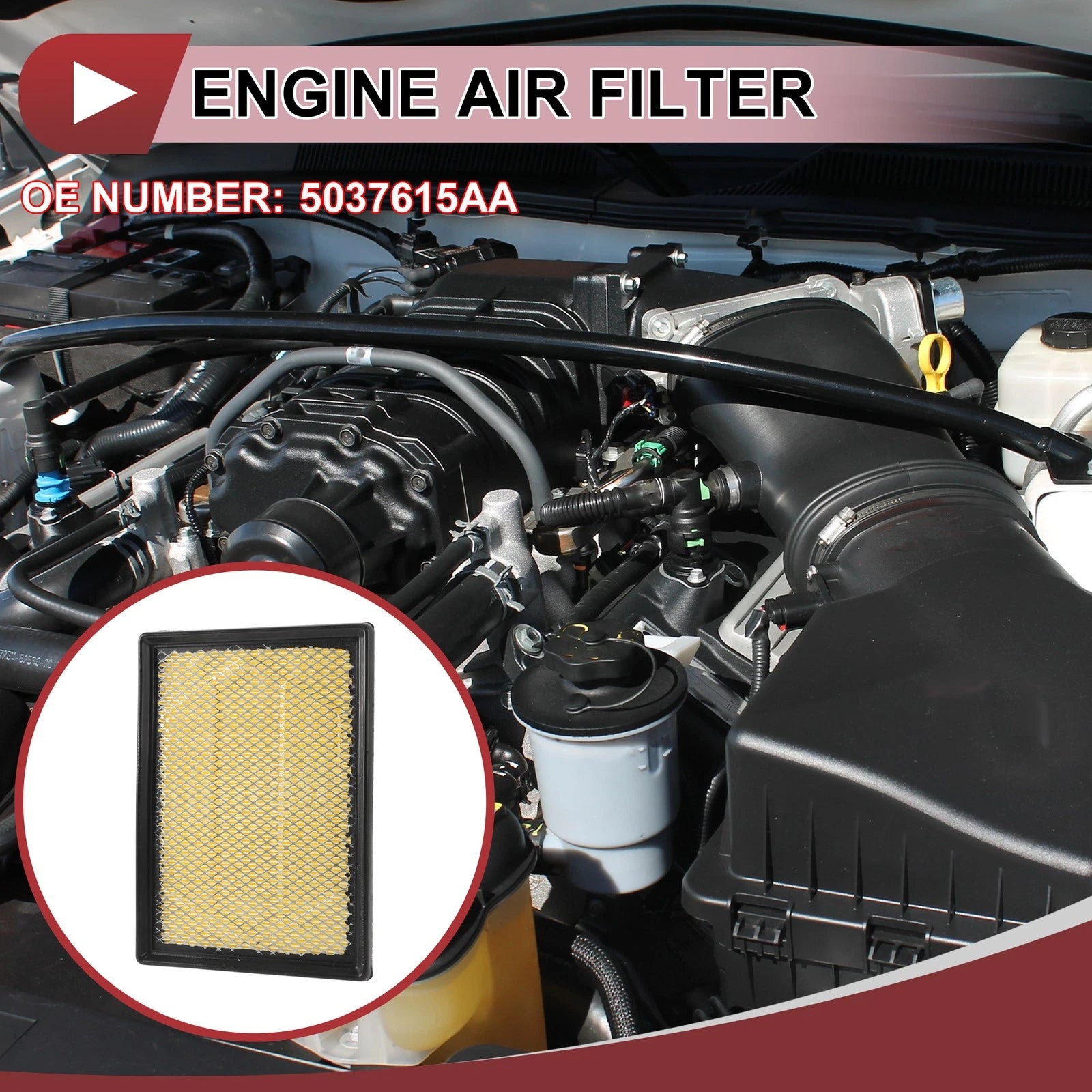 Car Engine Air Filter for Dodge Challenger 5.7L 6.1L (2008–2010) No. 5037615AA