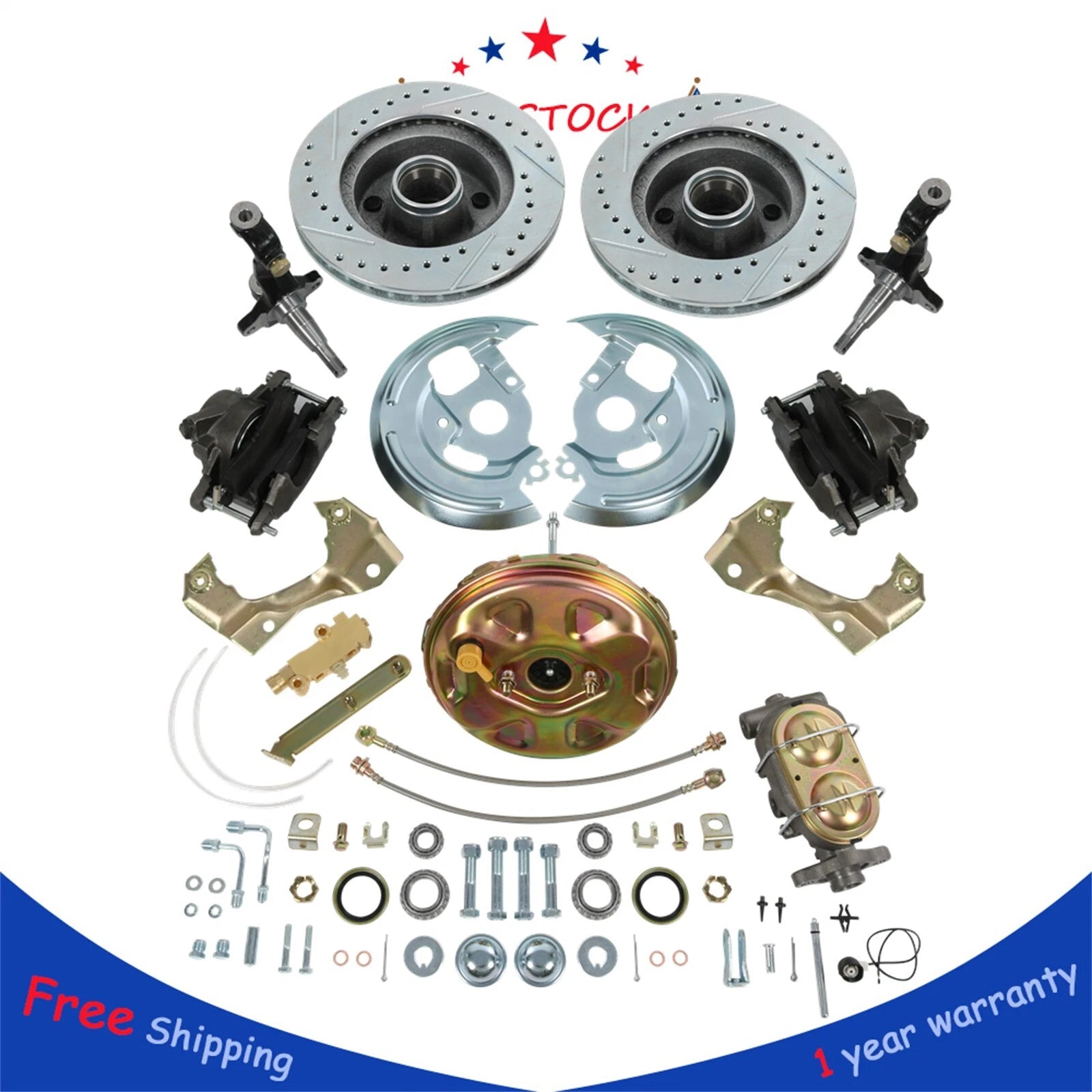 Power Disc Brake Conversion Kit with Drilled & Slotted Rotors for Camaro (1967–1969)
