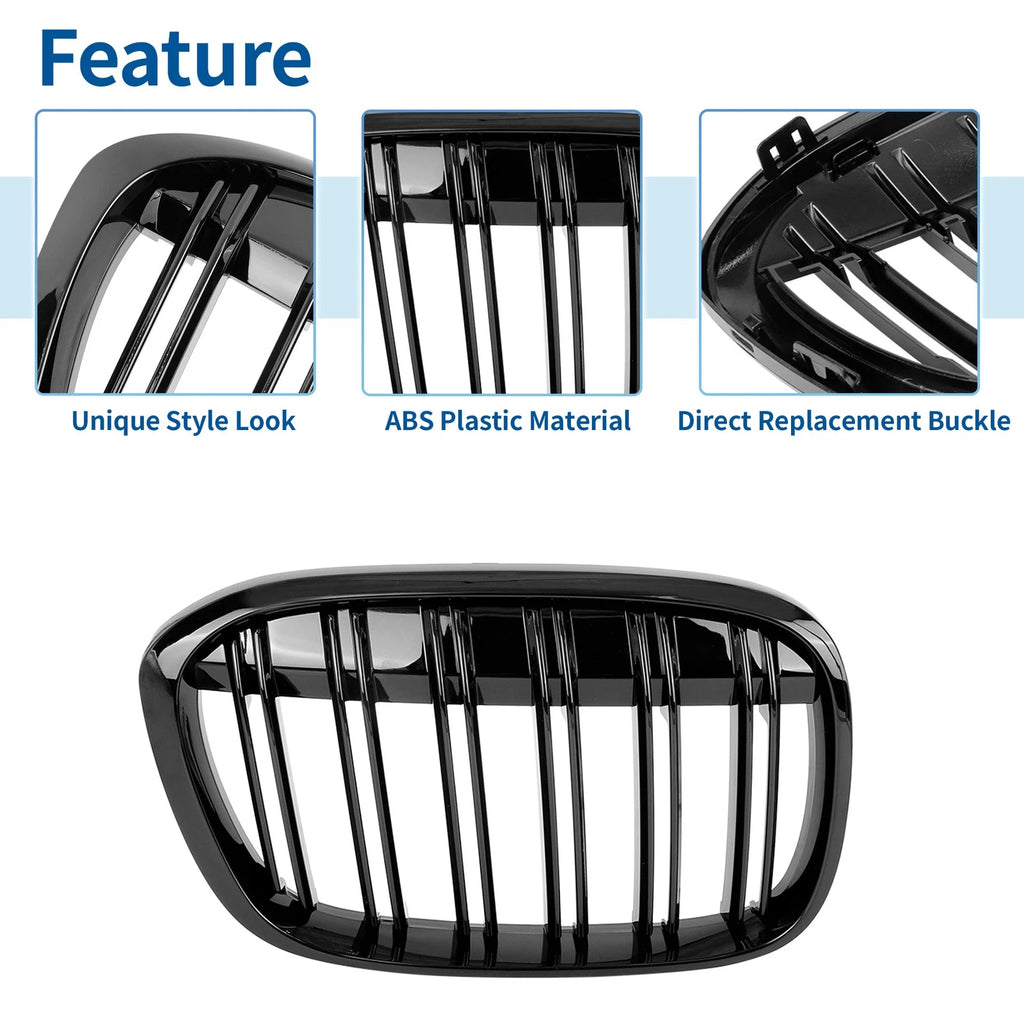 Glossy Black Kidney Grille for BMW X1 (2016–2017)
