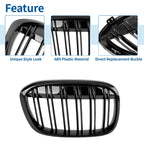 Glossy Black Kidney Grille for BMW X1 (2016–2017)