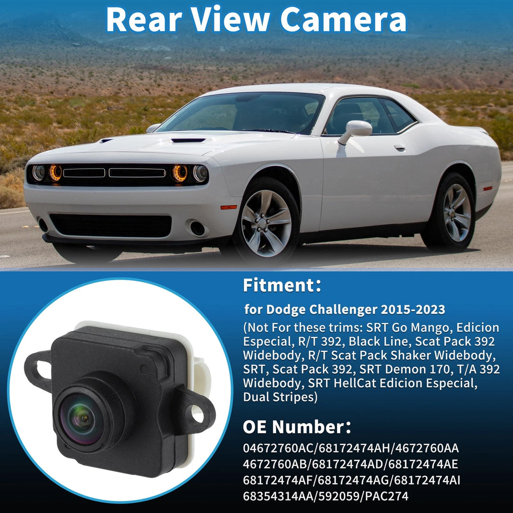 Rear View Camera for Dodge Challenger (2015–2023) 04672760AC/68172474AH/68172474AD