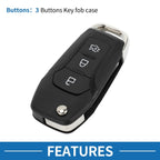 3 Buttons Keyless Entry Remote Key Shell Case for Ford Ka Fiesta Focus Transit (2000–2023)