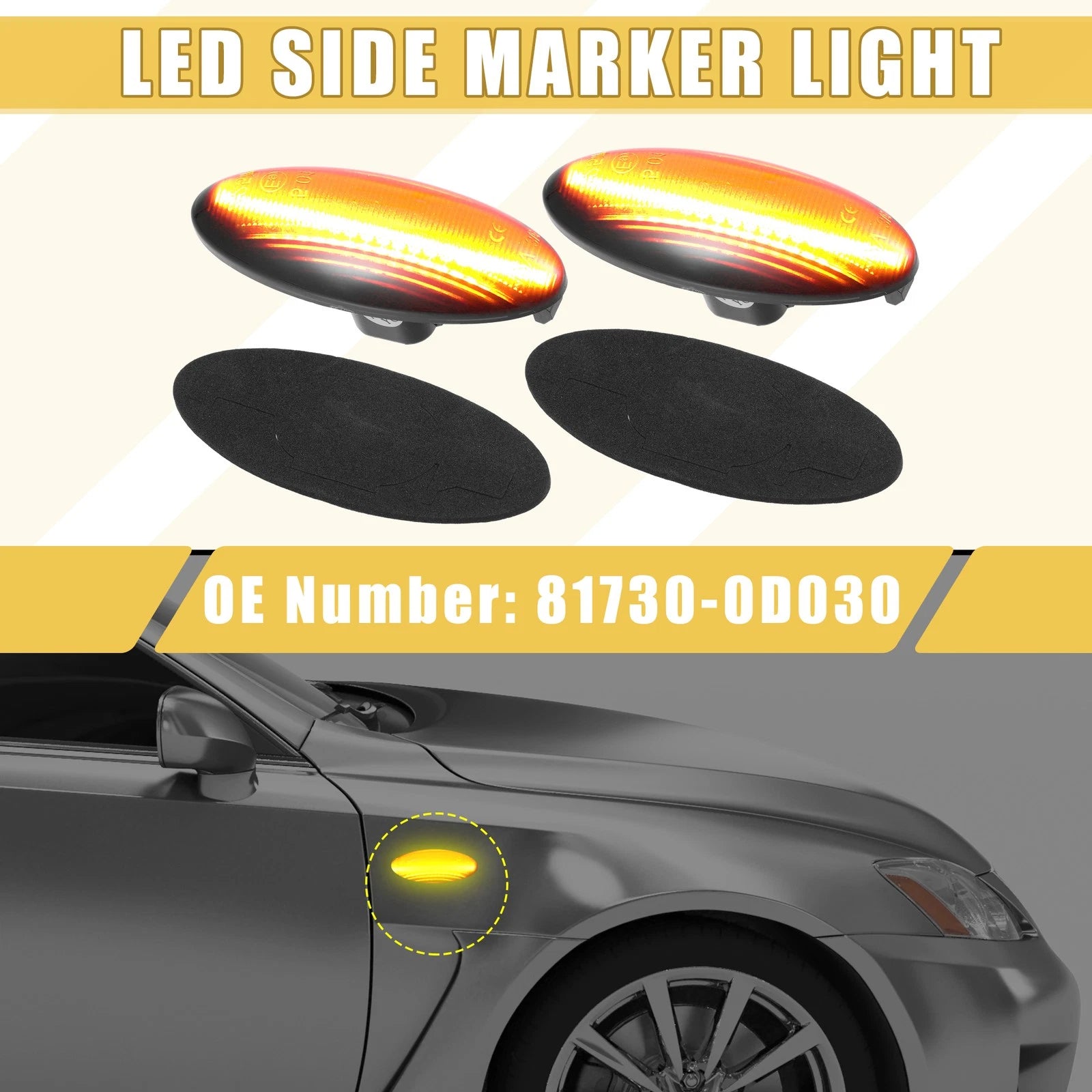 Pair Front LED Side Marker Lights for Toyota Yaris (2010–2020) 81730-02